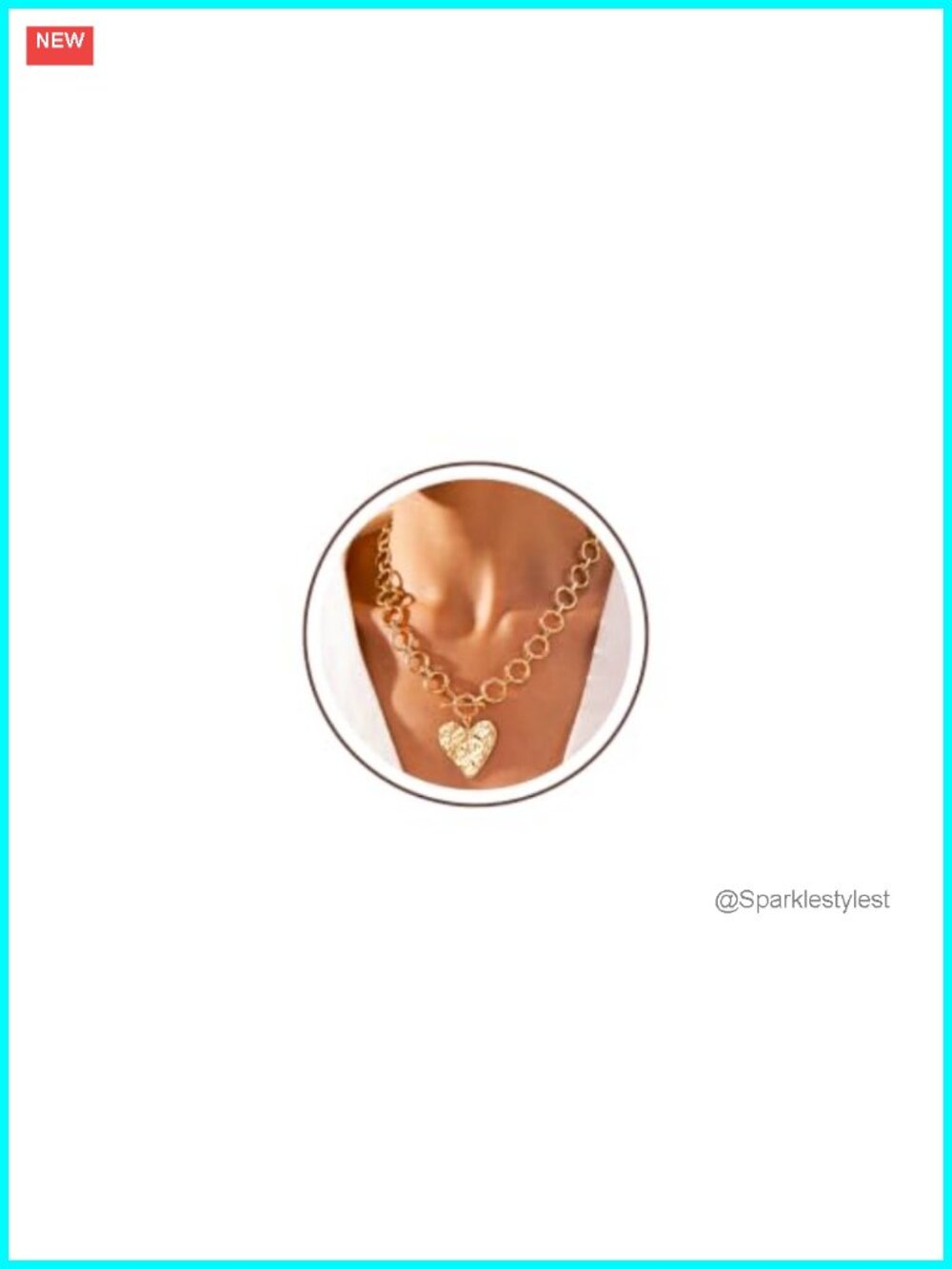 14K Gold Plated Chunky Heart Pendant Necklace Toggle Clasp